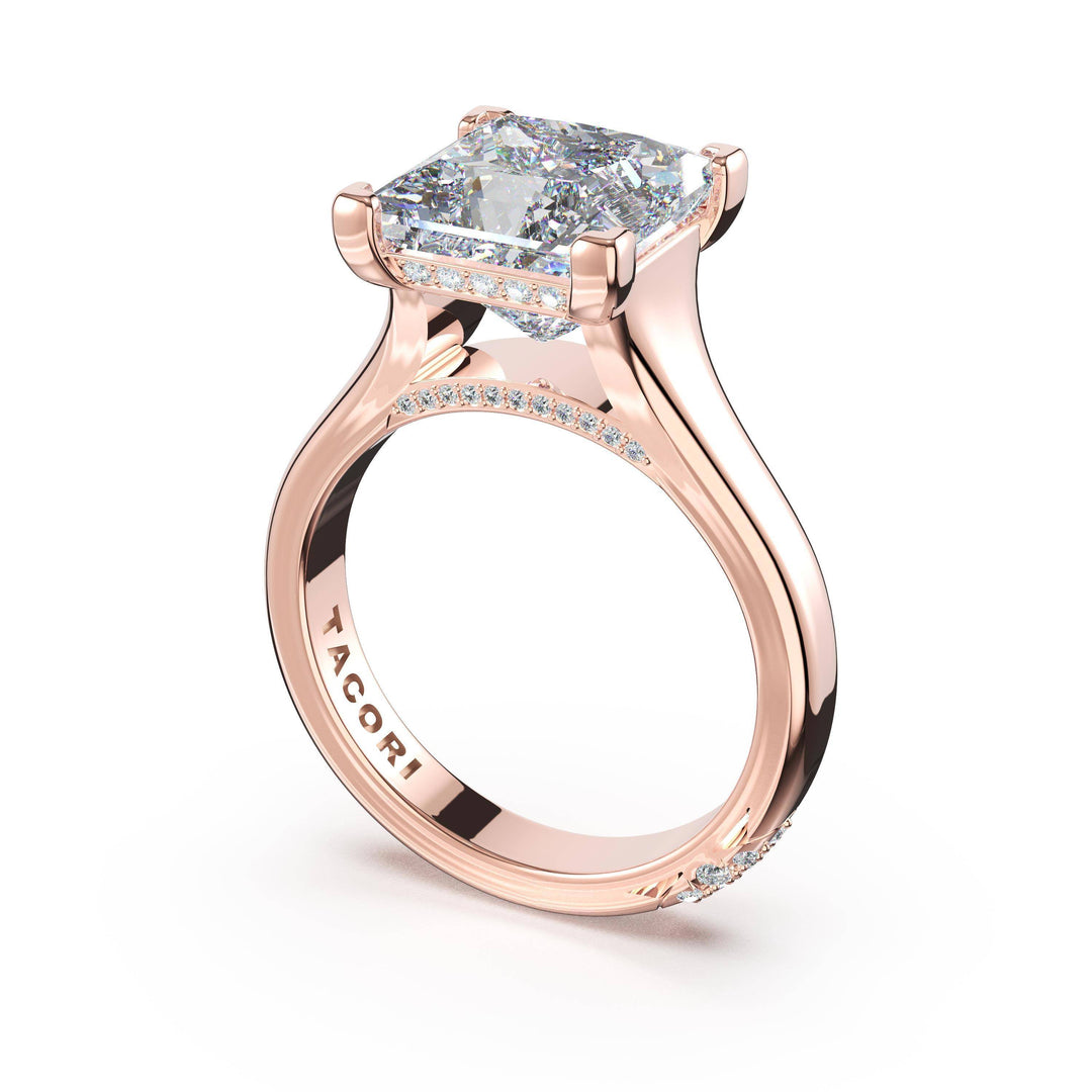 Princess Wide Band Solitaire Engagement Ring in 18kt Rose Gold