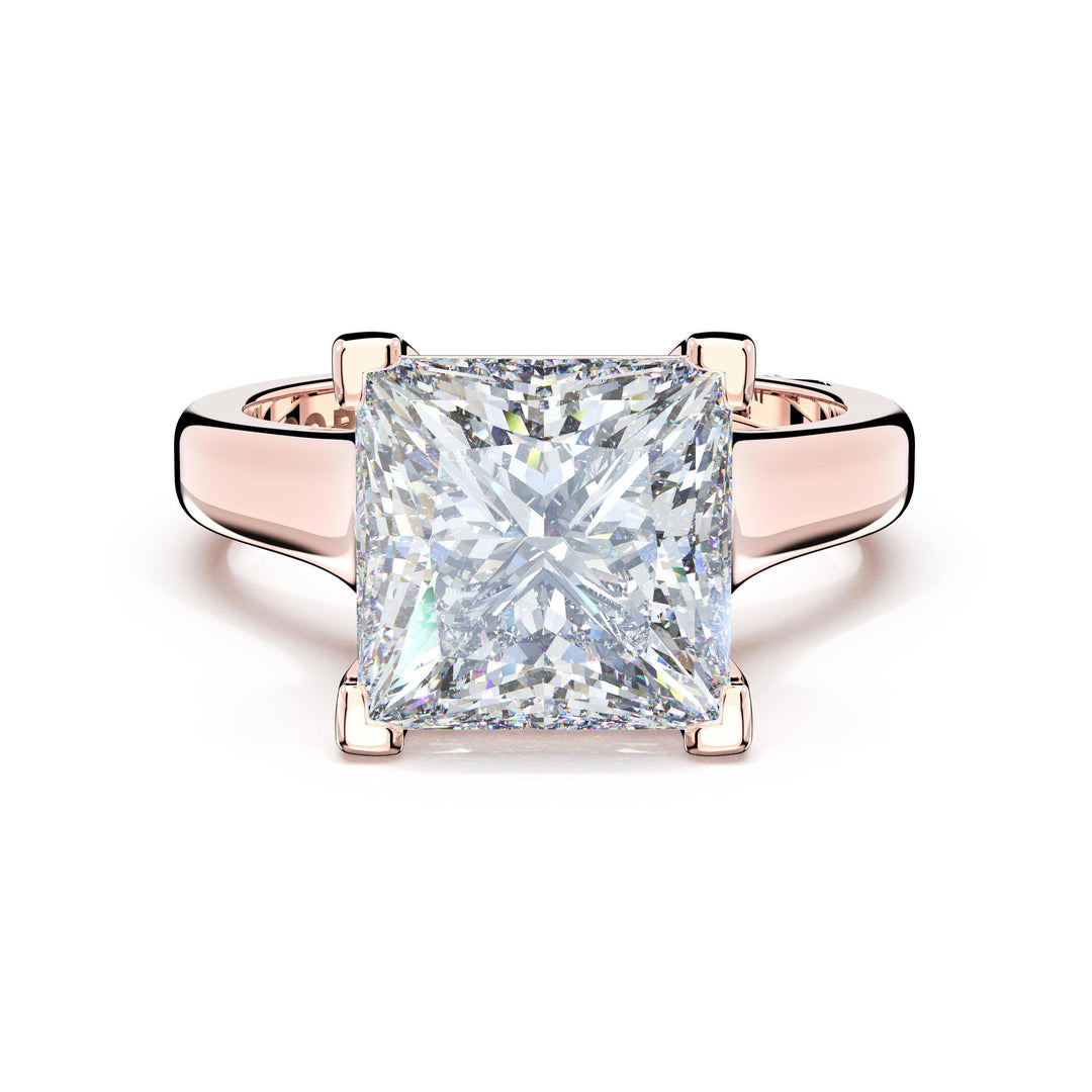 Princess Wide Band Solitaire Engagement Ring in 18kt Rose Gold