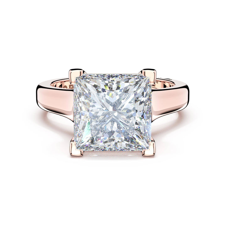 Princess Wide Band Solitaire Engagement Ring in 18kt Rose Gold