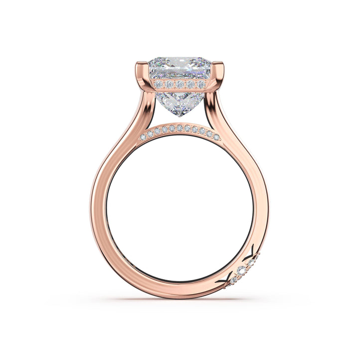 Princess Wide Band Solitaire Engagement Ring in 18kt Rose Gold