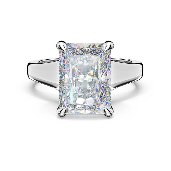 Radiant Wide Band Solitaire Engagement Ring in 18kt White Gold