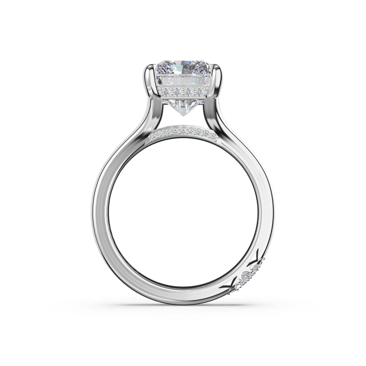 Radiant Wide Band Solitaire Engagement Ring in 18kt White Gold