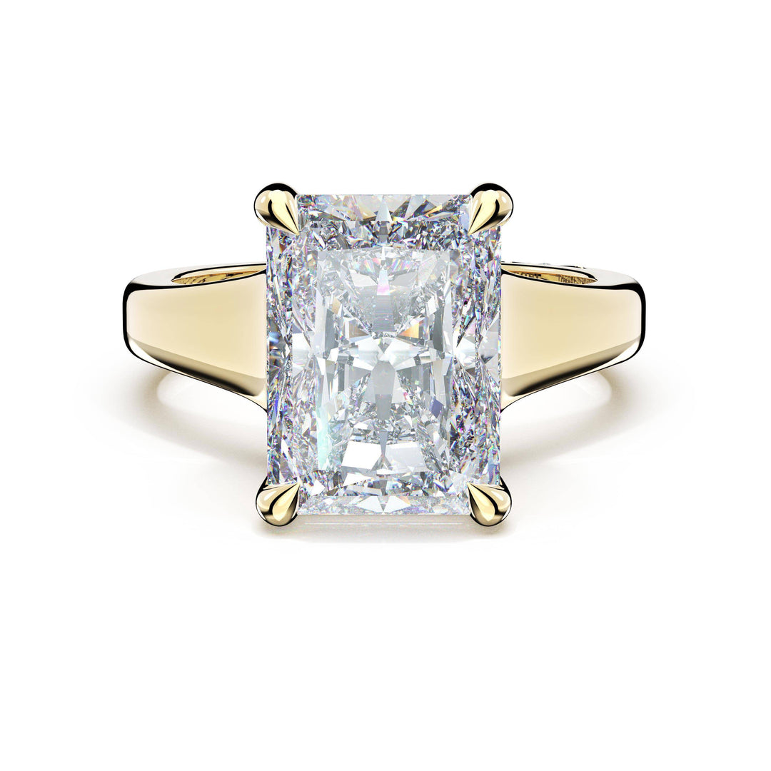 Radiant Wide Band Solitaire Engagement Ring in 18kt Yellow Gold