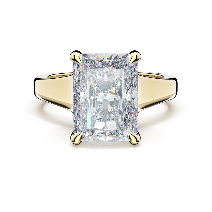 Radiant Wide Band Solitaire Engagement Ring in 18kt Yellow Gold