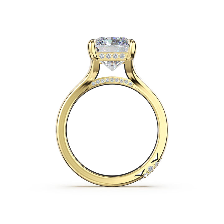 Radiant Wide Band Solitaire Engagement Ring in 18kt Yellow Gold