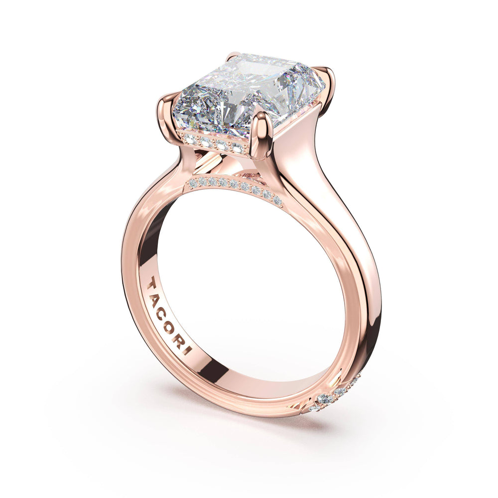 Radiant Wide Band Solitaire Engagement Ring in 18kt Rose Gold