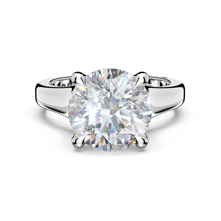 Round Wide Band Solitaire Engagement Ring in 18kt White Gold