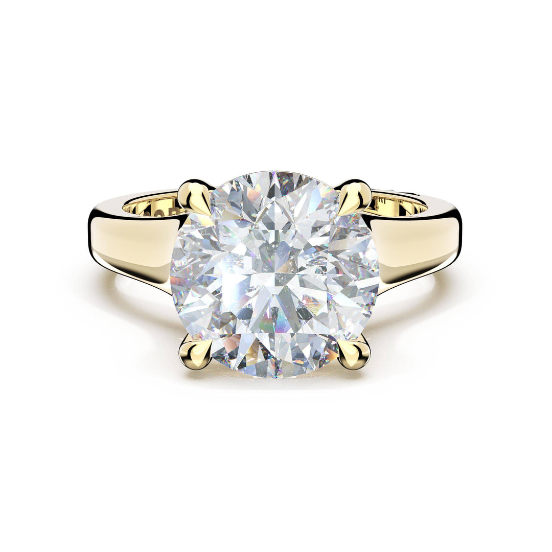 Round Wide Band Solitaire Engagement Ring in 18kt Yellow Gold
