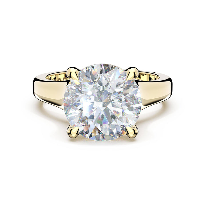 Round Wide Band Solitaire Engagement Ring in 18kt Yellow Gold