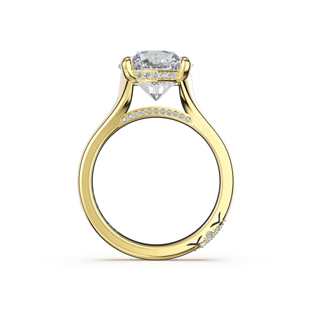 Round Wide Band Solitaire Engagement Ring in 18kt Yellow Gold