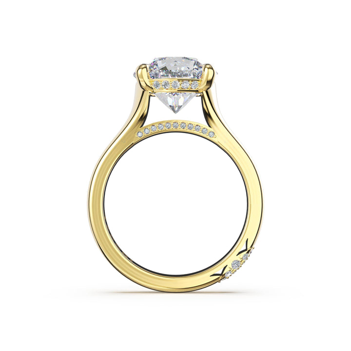 Round Wide Band Solitaire Engagement Ring in 18kt Yellow Gold