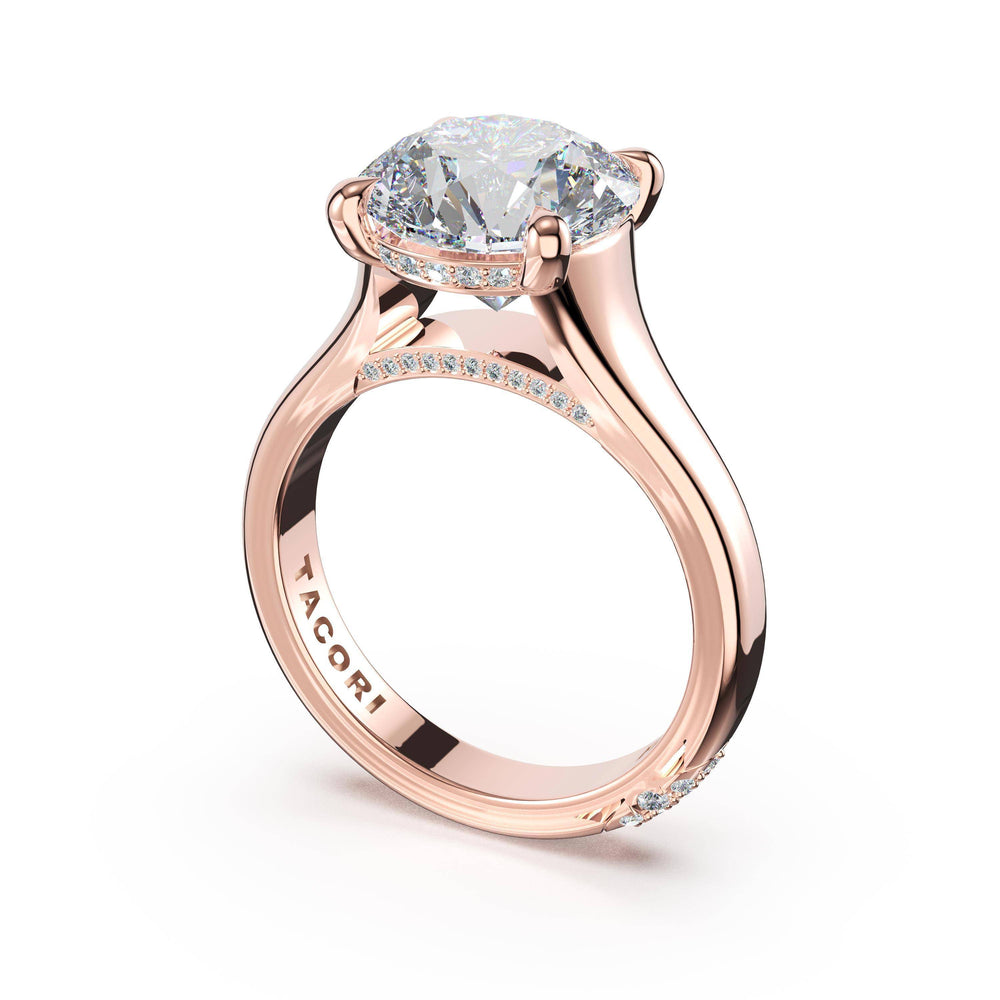 Round Wide Band Solitaire Engagement Ring in 18kt Rose Gold