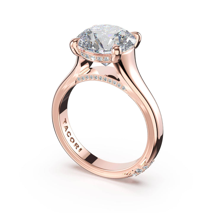 Round Wide Band Solitaire Engagement Ring in 18kt Rose Gold