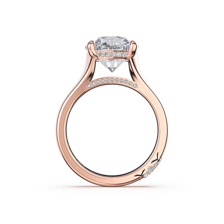 Round Wide Band Solitaire Engagement Ring in 18kt Rose Gold