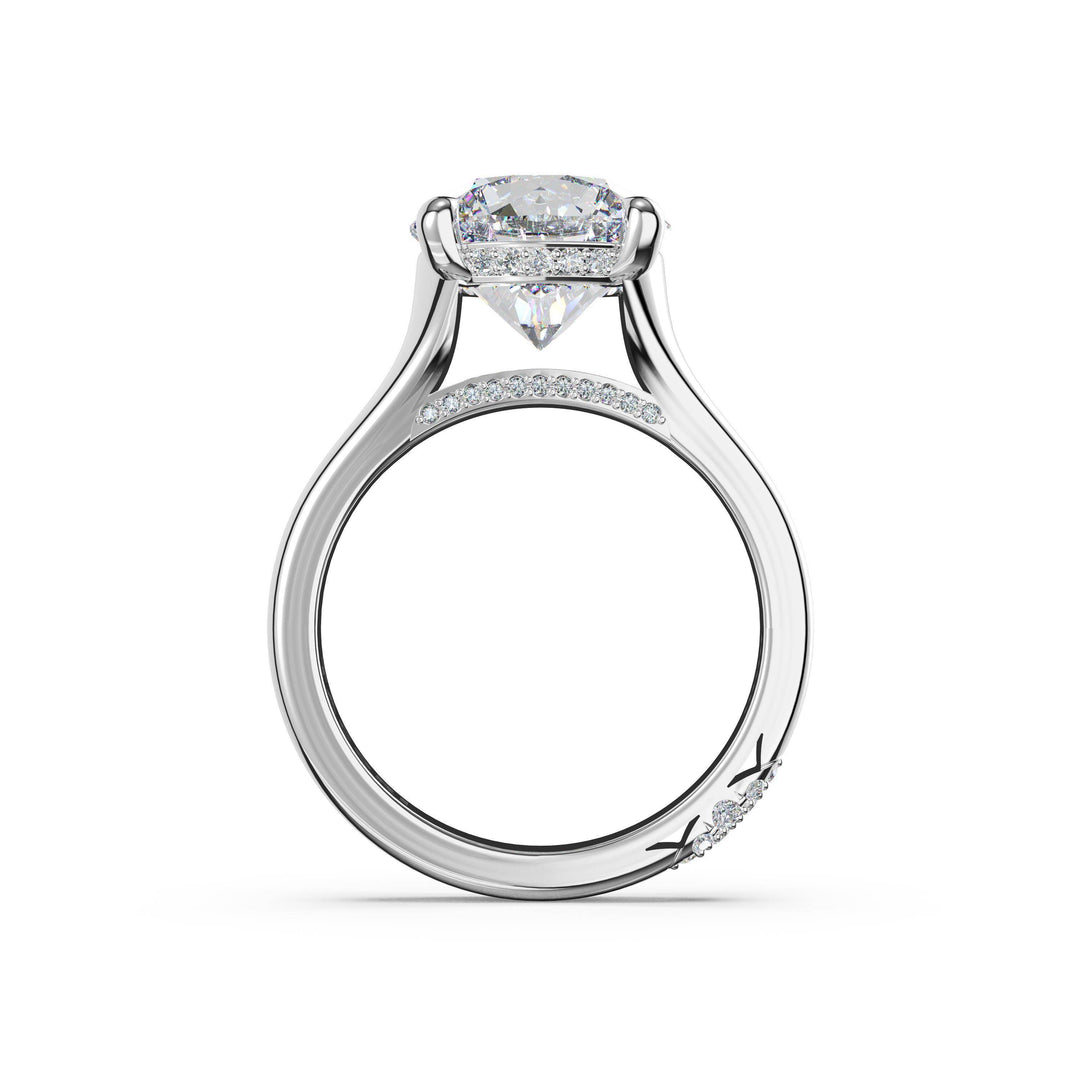 Round Wide Band Solitaire Engagement Ring in Platinum