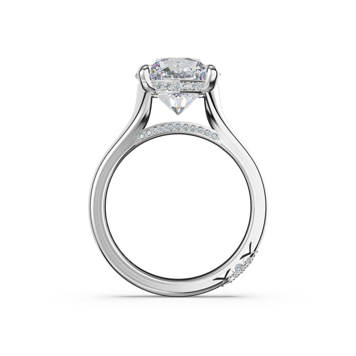 Round Wide Band Solitaire Engagement Ring in Platinum