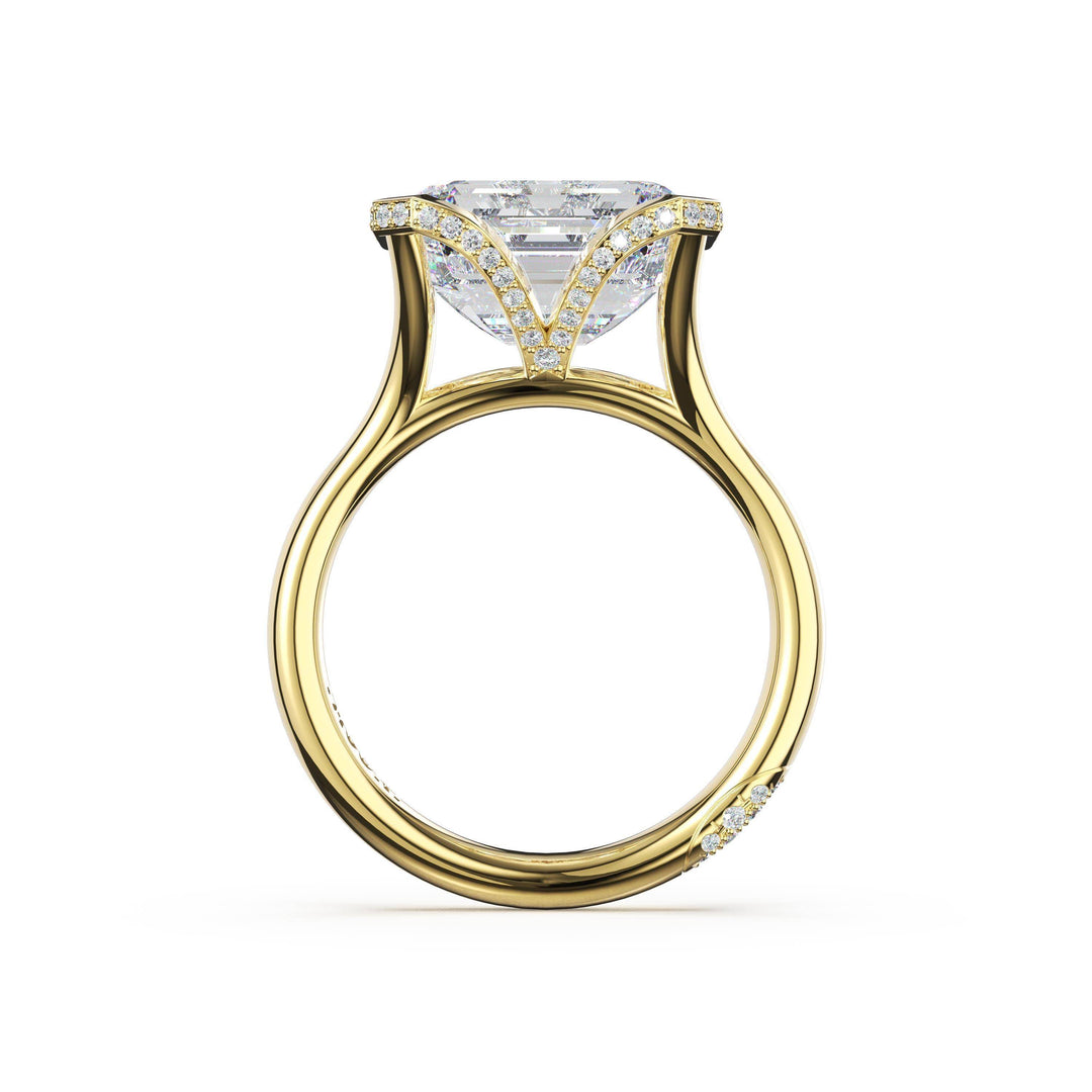 Emerald East-West Semi Bezel Solitaire Engagement Ring in 18kt Yellow Gold