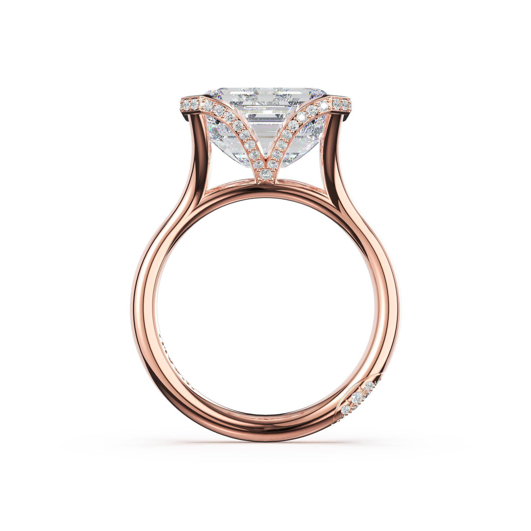 Emerald East-West Semi Bezel Solitaire Engagement Ring in 18kt Rose Gold