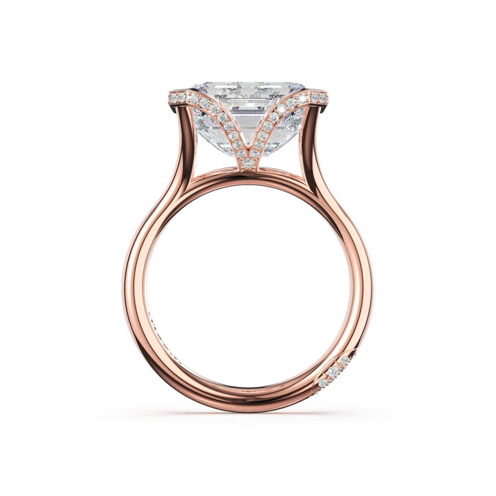 Emerald East-West Semi Bezel Solitaire Engagement Ring in 18kt Rose Gold