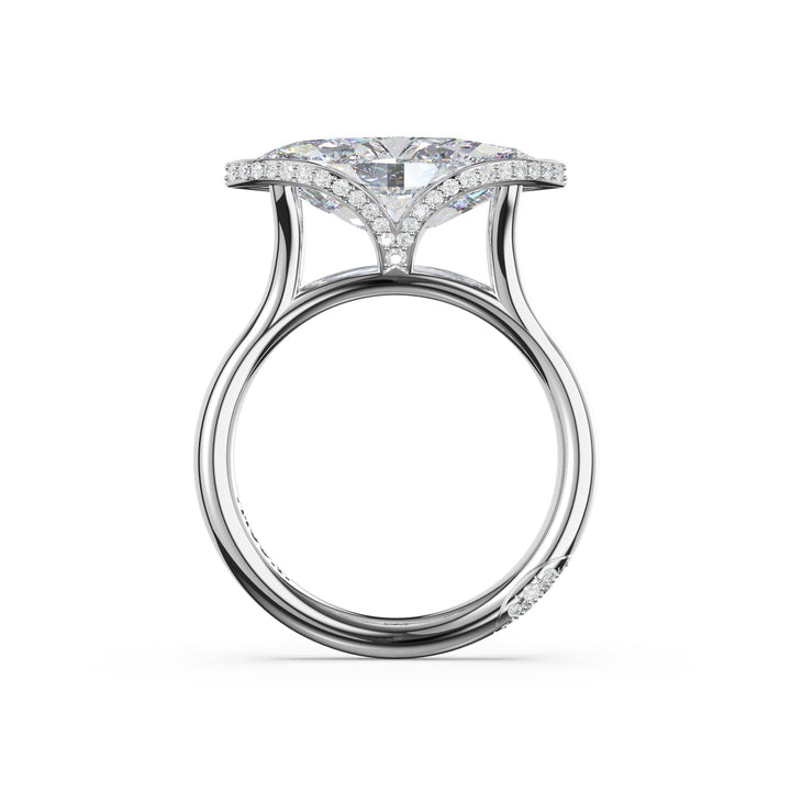 Marquise East-West Semi Bezel Solitaire Engagement Ring in 18kt White Gold