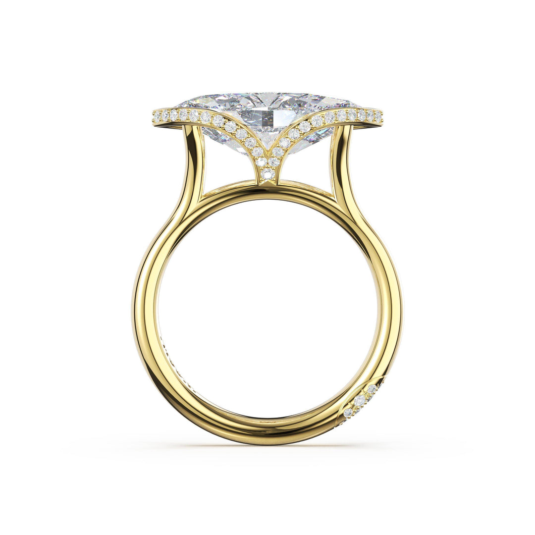 Marquise East-West Semi Bezel Solitaire Engagement Ring in 18kt Yellow Gold