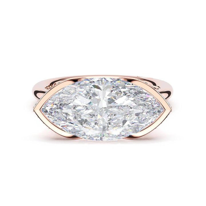 Marquise East-West Semi Bezel Solitaire Engagement Ring in 18kt Rose Gold