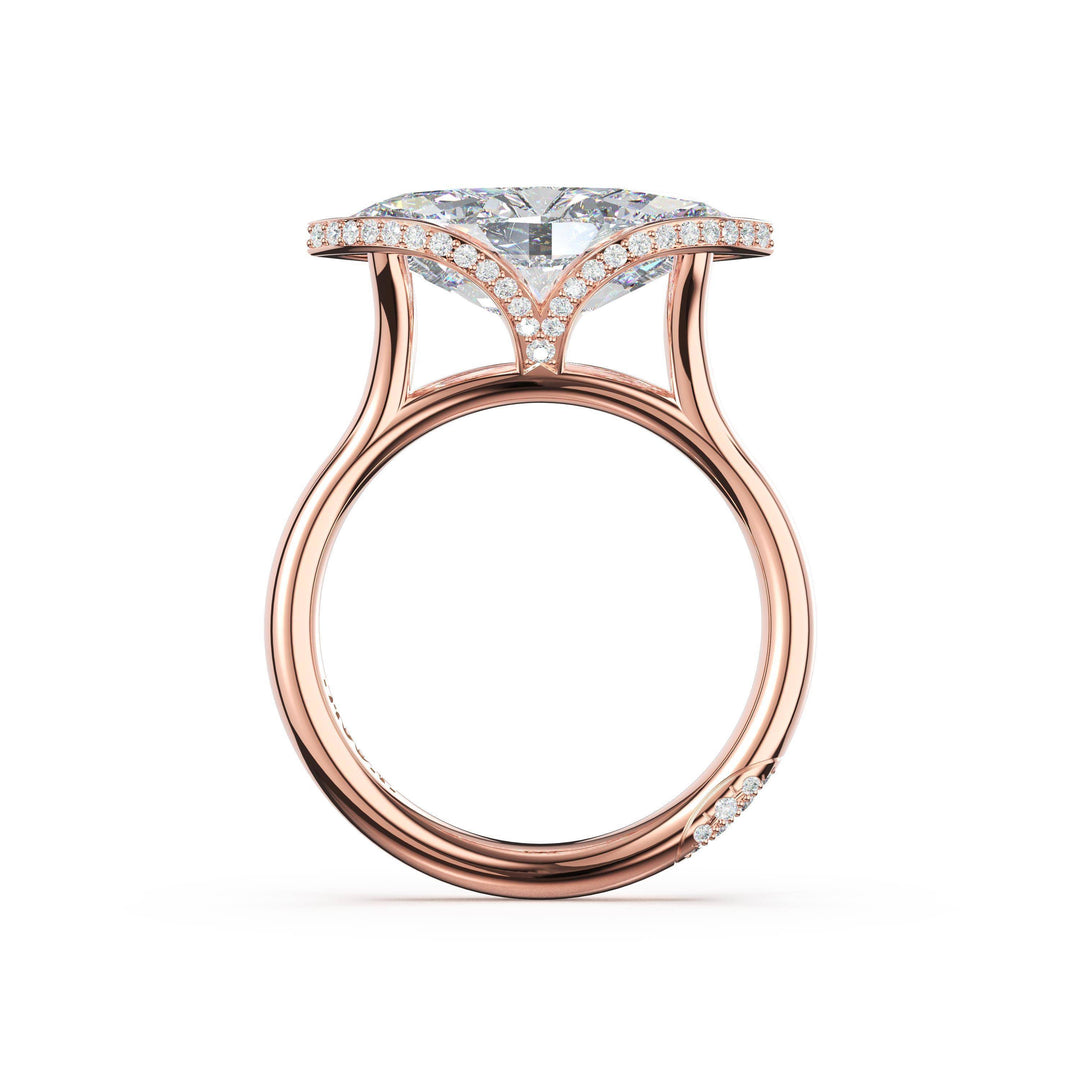 Marquise East-West Semi Bezel Solitaire Engagement Ring in 18kt Rose Gold