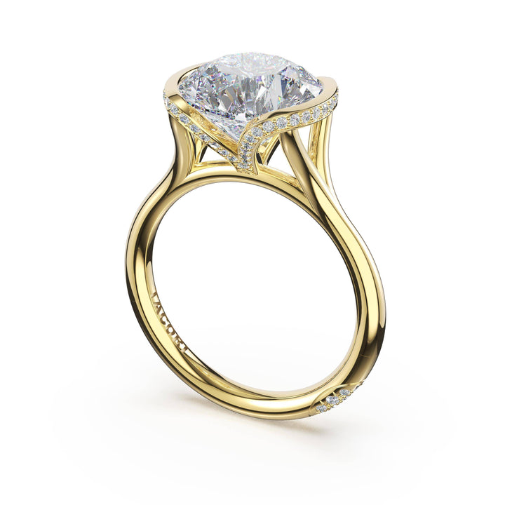 Round East-West Semi Bezel Solitaire Engagement Ring in 18kt Yellow Gold