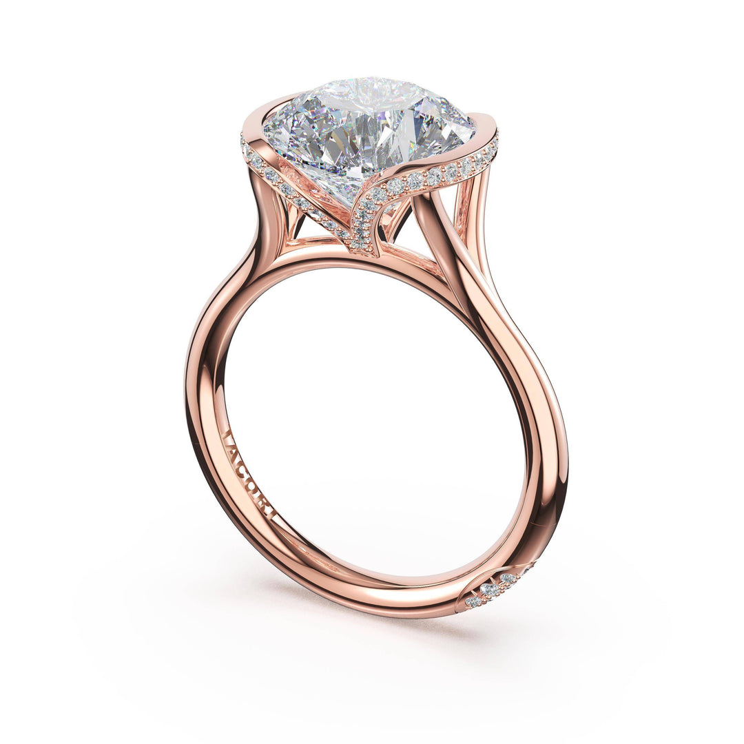Round East-West Semi Bezel Solitaire Engagement Ring in 18kt Rose Gold