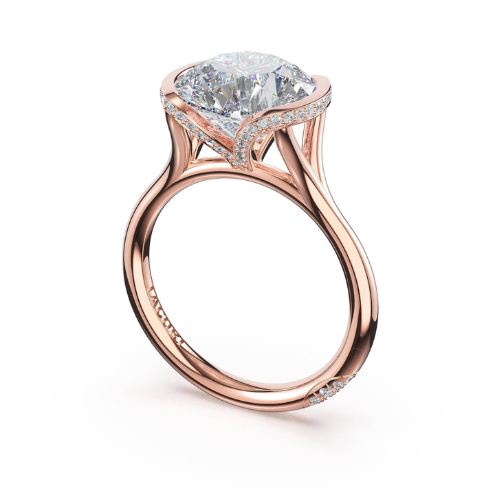 Round East-West Semi Bezel Solitaire Engagement Ring in 18kt Rose Gold