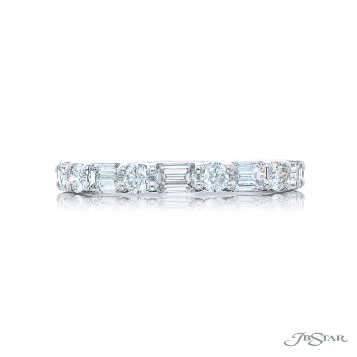 Platinum Emerald-Cut and Oval East-West Diamond Band