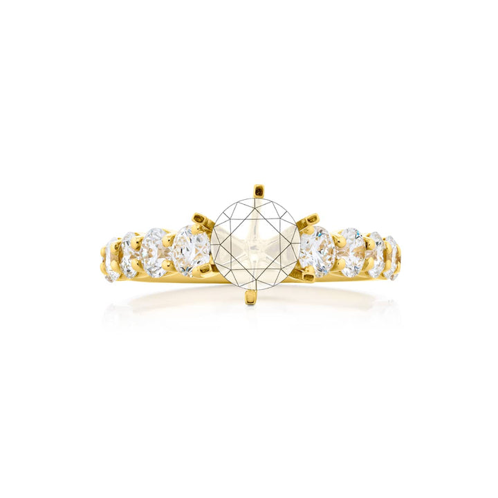 18K Yellow Gold Round Diamond Semi-Mount