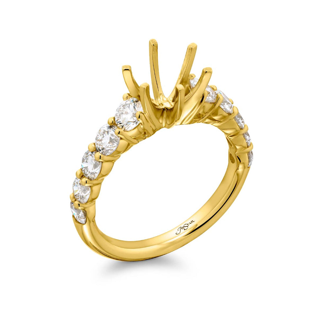 18K Yellow Gold Round Diamond Semi-Mount
