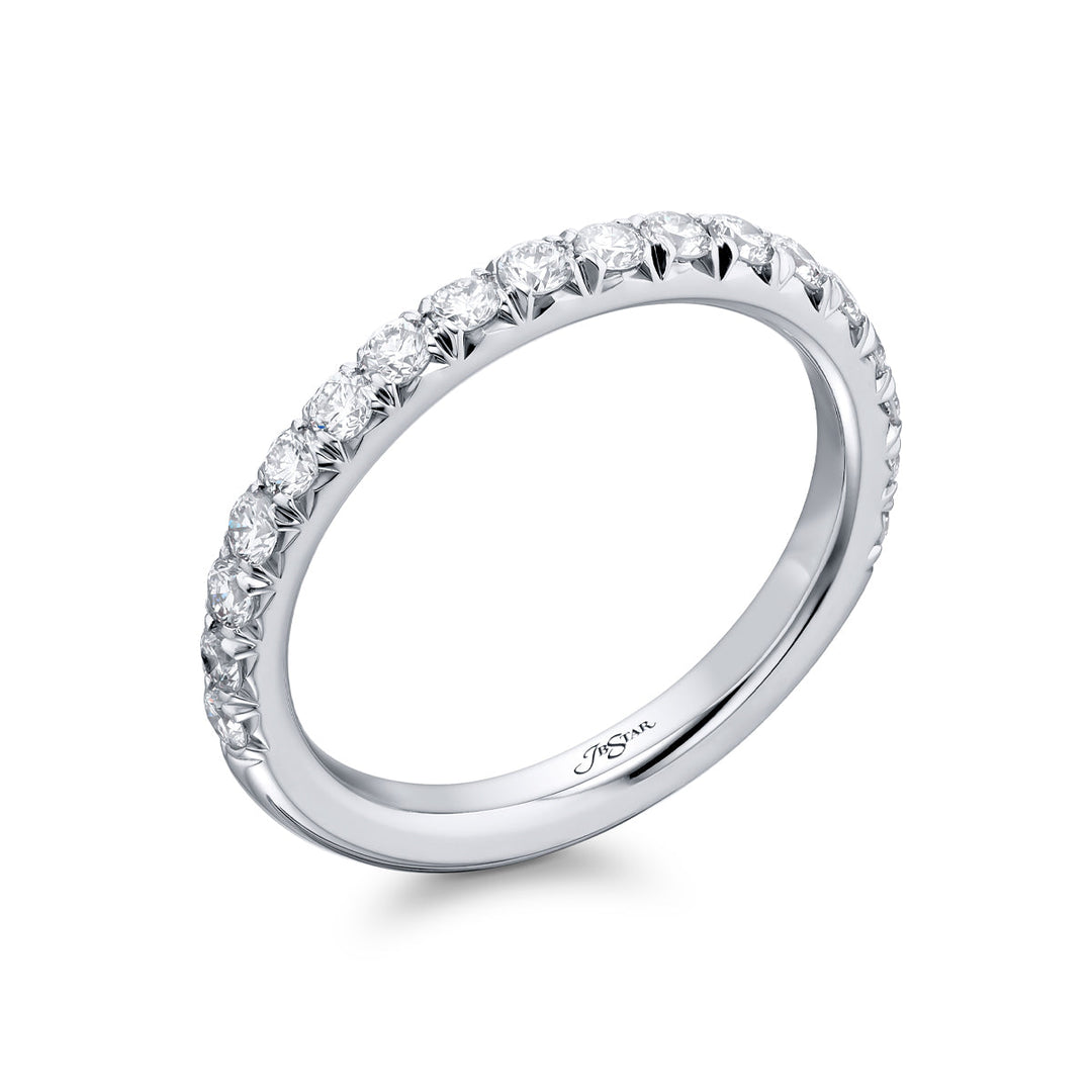 Platinum Round Diamond Cut Down Band