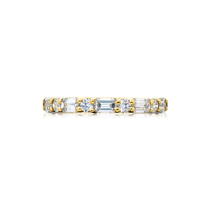 18K Yellow Gold Emerald-Cut and Round East-West Diamond Band