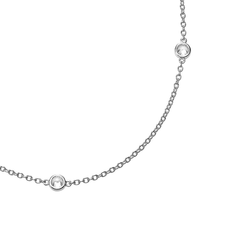 Beacon Collection Lab-Grown Diamond Five-Stone Bezel Necklace with Adjustable Cable Chain (16-18) and Lobster Clasp
