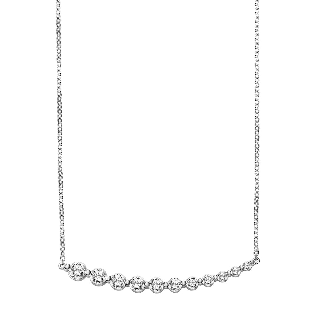 Shooting Star Collection Lab-Grown Graduated Shared Prong Diamond Necklace with Adjustable Cable Chain (16-18) and Lobster Clasp