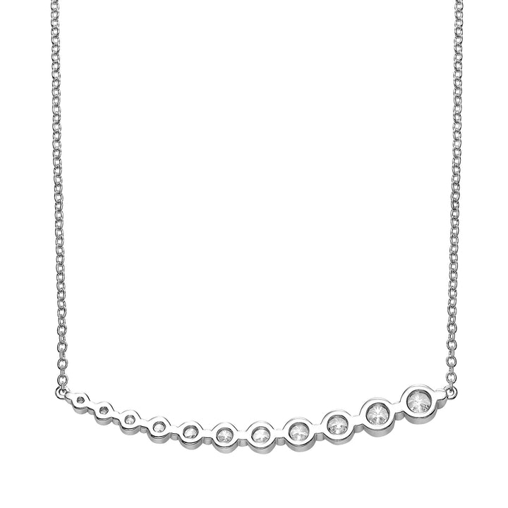 Shooting Star Collection Lab-Grown Graduated Shared Prong Diamond Necklace with Adjustable Cable Chain (16-18) and Lobster Clasp
