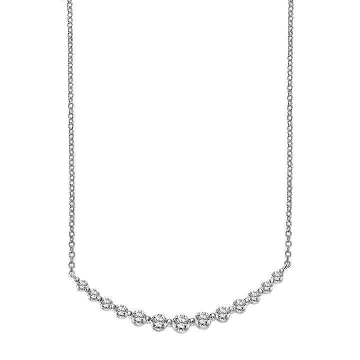 Shooting Star Collection Lab-Grown Shared Prong Diamond Necklace with Adjustable Cable Chain (16-18) and Lobster Clasp