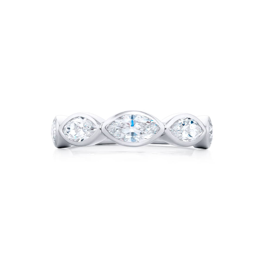 Platinum Marquise East-West Diamond Band