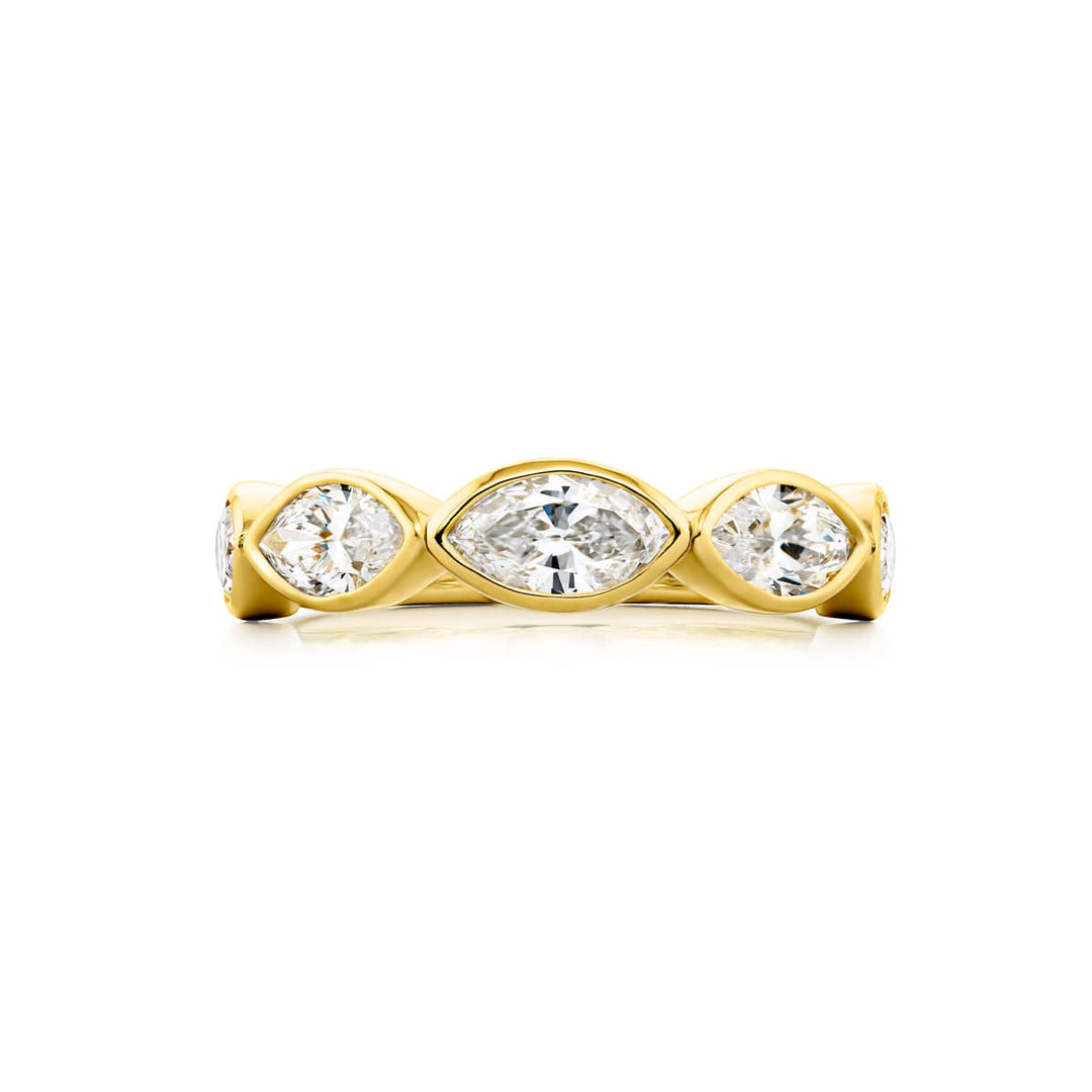 18K Yellow Gold Marquise East-West Diamond Band