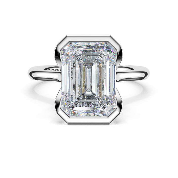 Emerald North/South Semi-Bezel Pavé-Prong Ring
