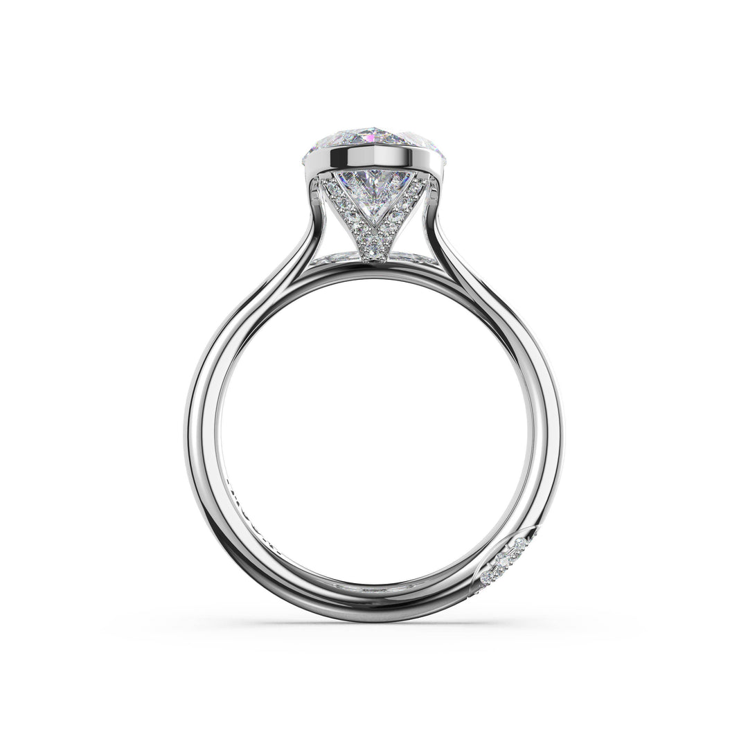 Marquise North/South Semi-Bezel Pavé-Prong Ring