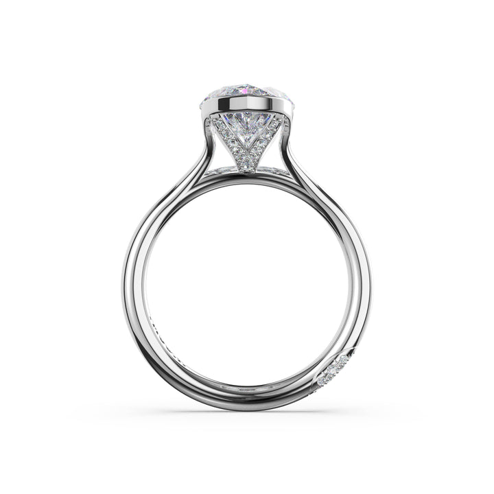 Marquise North/South Semi-Bezel Pavé-Prong Ring