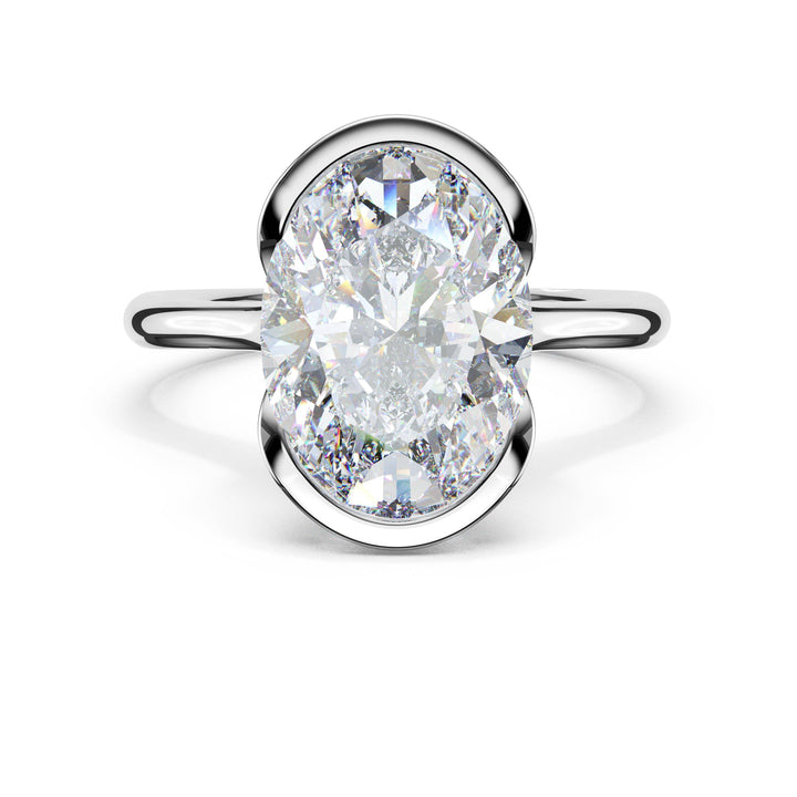 Oval North/South Semi-Bezel Pavé-Prong Ring