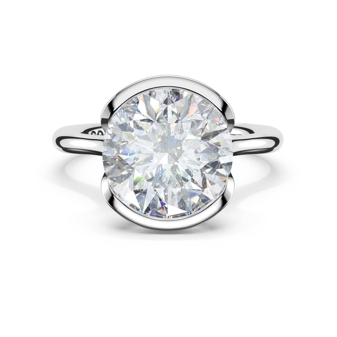 Round North/South Semi-Bezel Pavé-Prong Ring