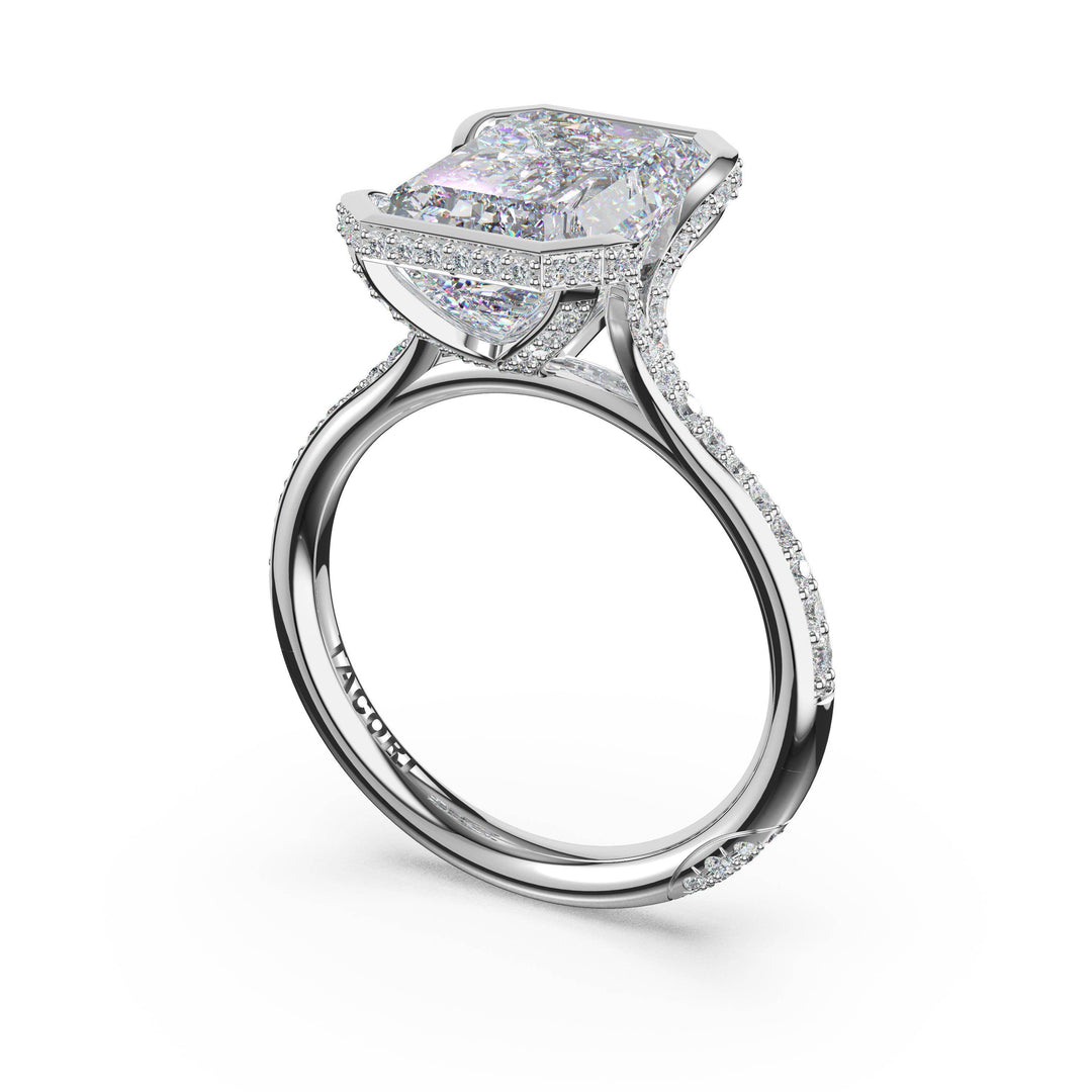 Emerald North/South Semi-Bezel Pavé-Intense Ring