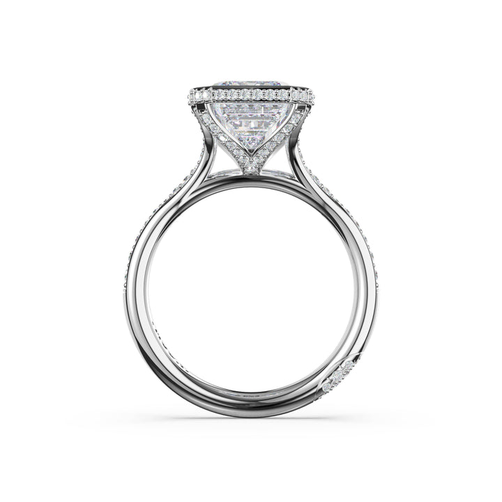Emerald North/South Semi-Bezel Pavé-Intense Ring