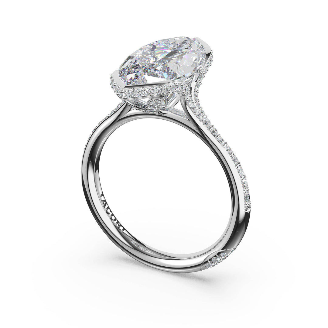 Marquise North/South Semi-Bezel Pavé-Intense Ring