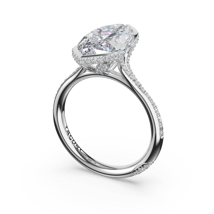 Marquise North/South Semi-Bezel Pavé-Intense Ring